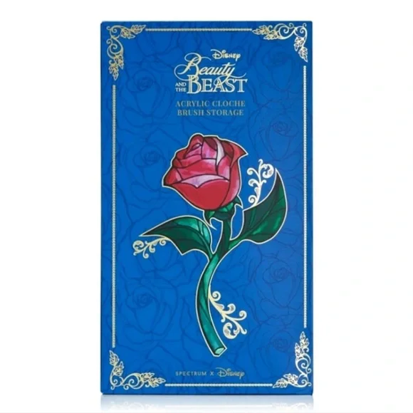 NWT RARE💗Disney Beauty and the Beast Red Rose Acrylic Cloche Brush Storage💗💗💗
